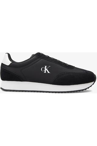 Calvin Klein Erkek Yuvarlak Burun Lamine Deri Bağlamalı Orta Kalın Topuk Siyah Sneaker Ym0ym01325-0gm-11779 Siyah