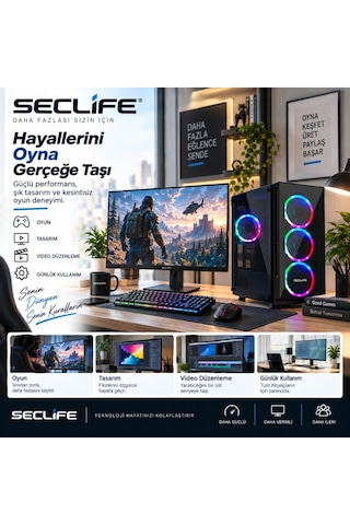Seclife GM-2715 i7-12700KF 32 GB 1 TB NVMe SSD SSD 8 GB RTX5080 Free Dos Masaüstü Oyuncu Bilgisayarı