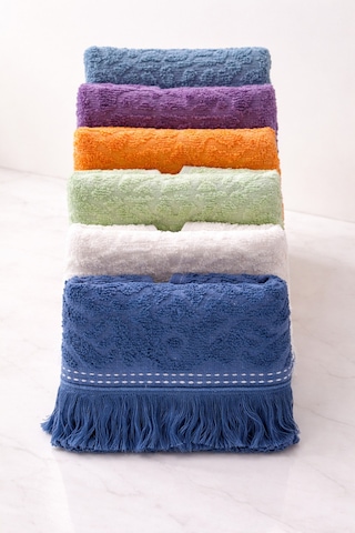 Mutfak-el Havlusu,6 Adet, 30x47 Cm, Renkli Kurulama Havlusu, 6 Parça, Düğün,nişan,kına İçin Indigo Mavi,beyaz,yeşil,soft Turuncu,lila,a.mavi