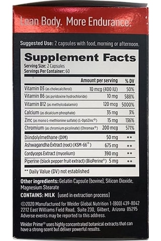 Weider Prıme Testo Booster For Men Dım+ Ksm66 60 Caps Erkeklere