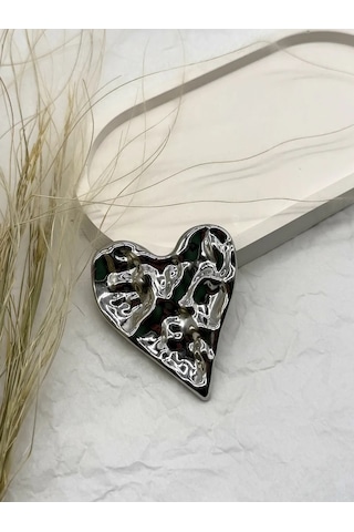 Best Price 34 Elbise Ve Ceket İçin Şık Kalpli Bijuteri Toka 342231421 Gri