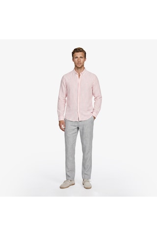 Nautica Erkek Bej Regular Fit Çizgili Keten Gömlekçizgiliw65451t Pembe