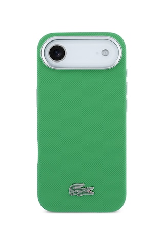 Apple iPhone 17 Air Kılıf Lacoste Lisanslı M-safe Uyumlu Pvc Pike Desenli İkonik Timsah Logolu Kapak Yeşil