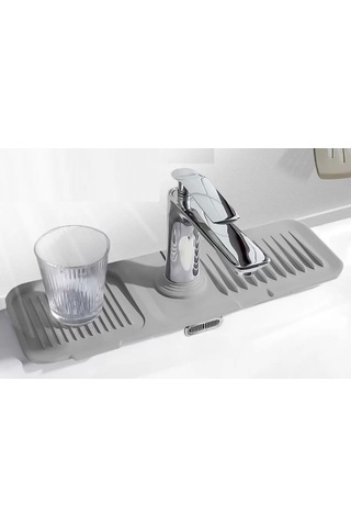Elastik Mutfak Banyo Musluk Matı Düzenleyici Kaydırmaz Taban Organizer Lavabo Kenar Matı Renkli