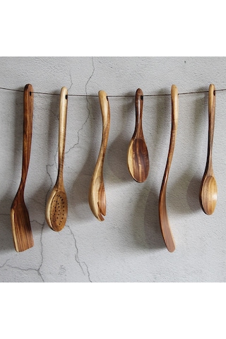 Suofeng Mörel Ahşap Tencere Çakısı Seti - Uçuz Pişirme, Non-stick Uyumlu, Uzun Saplı, Çevre Dost, Çok Amaçlı Eğimli Çorba Kaşığı Diğer