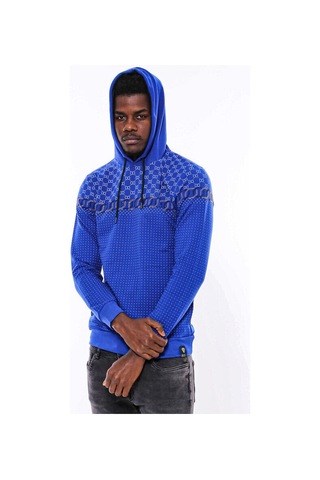 Wessi Lacivert Kapşonlu Taşlı Baskılı Desenli Sweatshirt Lacivert