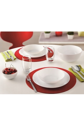 Diwali Temperli Tatlı Tabağı 19 Cm 6lı Beyaz