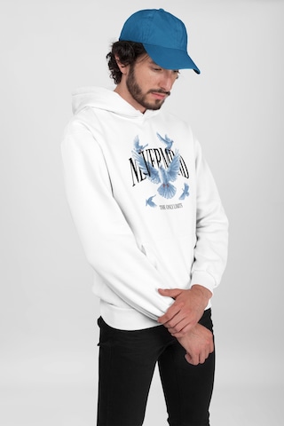 Nevermind Bird Tasarımlı Kapüşonlu Sweatshirt Unisex Oversize Hoodie Beyaz