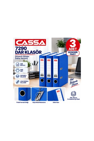 7290 Mavi Dar Klasör A4 3 Lü Set