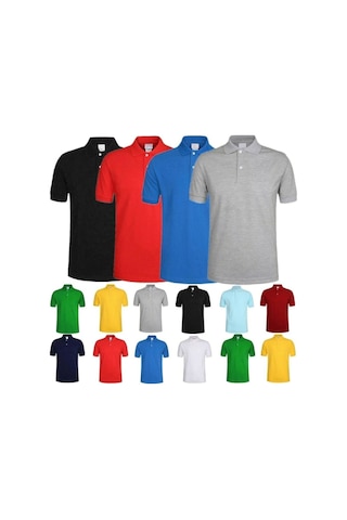 Kidsmadamiko Alm Kız Çocuk Kısa Kollu Polo Yaka T-shirt 5-17 Yaş Bedenler Sarı