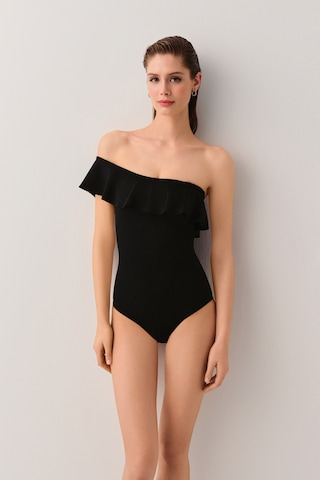 Suwen Tek Omuz Volanlı Mayo Sbn25360012 Siyah