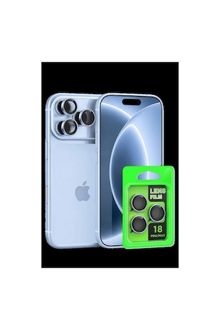 Newface Apple iPhone Uyumlu, 18 Pro Max Raze Metal Kamera Lens - Açık Mavi