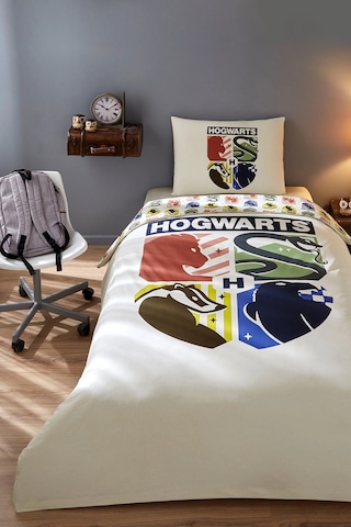 Özdilek Harry Potter Hogwarts Tek Kişilik Lisanslı Lastikli Çocuk Nevresim Takımı Çok Renkli