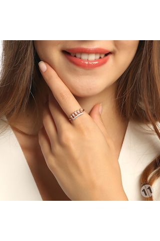 925 Ayar Gümüş Taç Rose Gümüş Yüzük Pembe Altın Kap. Sevgiliye He