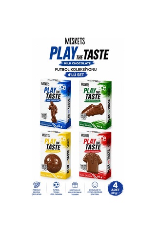 Miskets Play The Taste Futbol Koleksiyonu Şekilli Sütlü Çikolata 4'lü Set