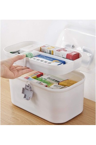 Yunboo Büyük Boy Ev Tipi Tıbbi Kutuda Sınıflandırılmış Depolama, Taşınabilir İlaç, Kozmetik Ve Gereç Kutusu Mavi