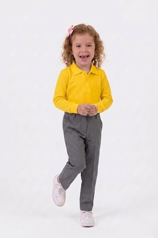 Nacar Store Unisex Çocuk Uzun Kollu Polo Yaka Lakost Okul Tişörtü Ümiteks Sarı