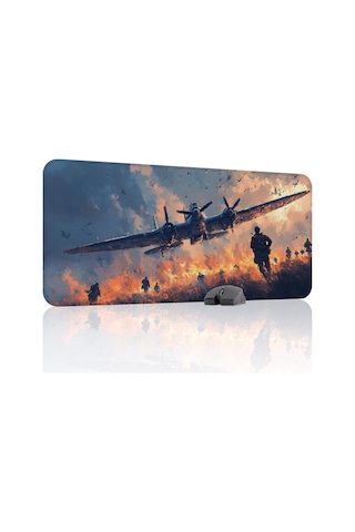 Airplane Uçak Kaymaz Dikişli Kauçuk Oyuncu Mousepad V5 - 90x40 Xxl Gaming Mouse Pad Fare Altlığı