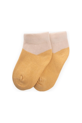 Cigit İki Renkli Bebe Patik Çorabı 0-4 Yaş Hardal Sarı Hardal