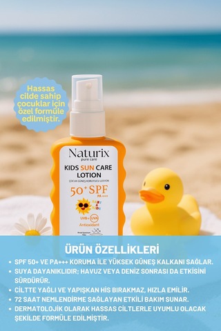 Çocuk Güneş Koruyucu Losyon Spf 50+ Pa+++ Yeni Nesil Koruma Ve Yoğun Nem - 200 Ml