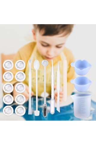 Neevoyu 39 Parça Epoksi Reçine Takımı - Silikon Ölçü Kasereler, Karıştırma Çubukları, Damlacık Ve Parmak Kılıfları İle Ev Ve El İşleri İçin Pratik Set Beyaz