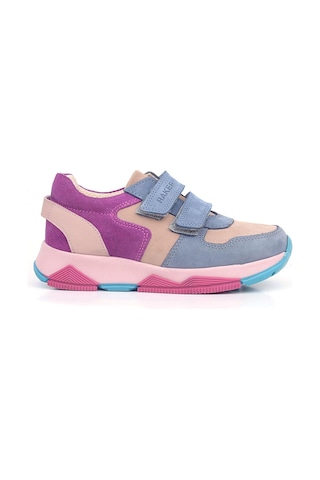 Rakerplus Hakiki Deri Pudra Mavi Fuşya Çocuk Sneakers Spor Ayakkabı Pudra