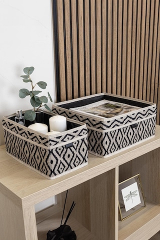Bohe 2'li Çekmece Ve Raf Düzenleyici Sepet Organizer Desenli