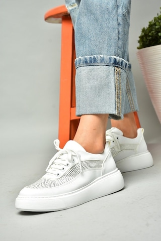 Fox Shoes S274048509 Beyaz Taşlı Kadın Spor Ayakkabı Sneakers Beyaz