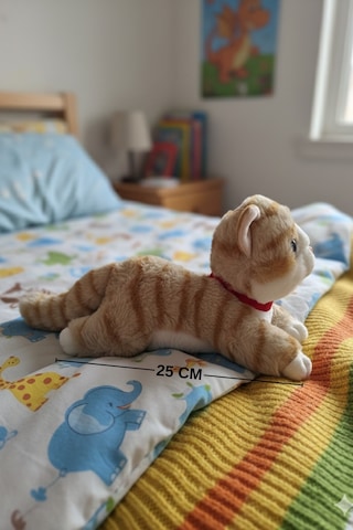 Miyavlayan Peluş Kedi 25 Cm - Yumuşacık Tüylü Sesli Uyku Arkadaşı Ve Hediye Kedi Oyuncak Kahverengi