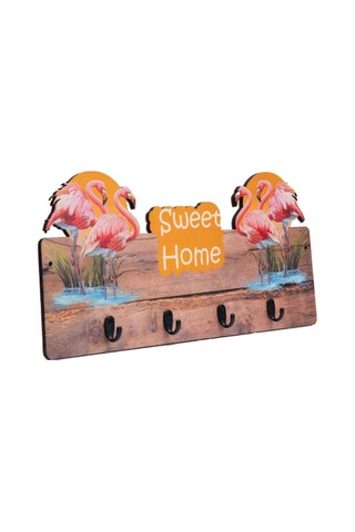 Deepcraft Çocuk Odası Duvar Askılığı 4 Askılı Montessori Doğal Ahşap Uv Baskılı Sweethome Kahve