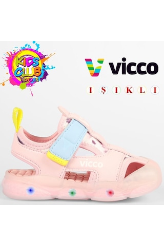 Vicco Live İlk Adım Bebek Ortopedik Işıklı Çocuk Spor Sandalet Pudra