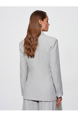 Dilvin 60803 Yan Düğme Detaylı Blazer-gri