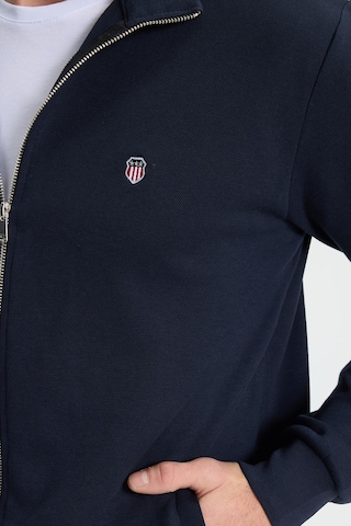 Tudors Erkek Slim Fit Dar Kesim Pamuklu Tam Fermuarlı Çift Cepli Dik Yaka Lacivert Sweatshirt Hırka-41892 Lacivert