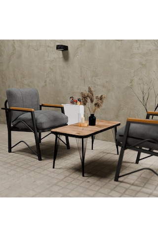 Mb Garden Furnıture Simetri Model, Balkon,mutfak, Bahçe, Cafe, Metal Koltuk Takımı, Bahçe Takımı , Çay Seti, 1+1+sehpa Orta Gri