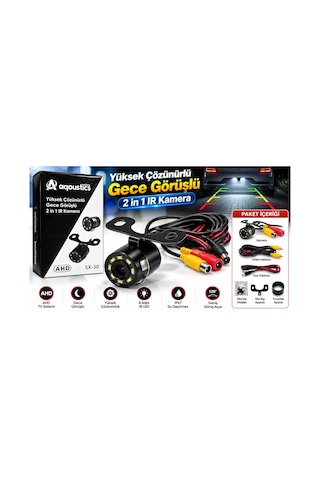 Park Kamerası - Sx-30 Ahd 2 İn 1 Ir Led Gece Görüşlü Araç Geri Görüş Ve Park Kamerası