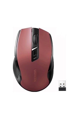 Ugreen 4000 Dpı Ergonomik Sessiz Kablosuz Optik Mouse, Kırmızı, 25752 -