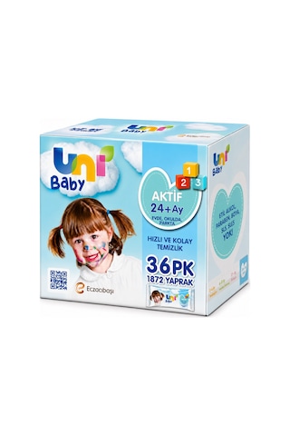 Uni Baby Islak Havlu Mendil 52 Yaprak Aktif 9pk 4 1872 Yaprak 36'lı Set