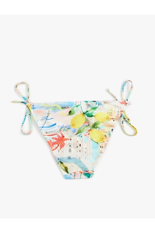 Koton Amalfi Temalı Limon Desenli İpli Bikini Altı Mavi Desenli 5sak00229mm Mavi