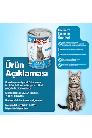 Energy Ton Balıklı Yetişkin Yaş Kedi Maması 400 G - 24 Adet