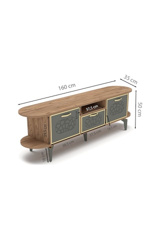 Tv Sehpası Mira 5030 Atlantik Gold 160 Cm 35 Cm 50 Cm Kahverengi
