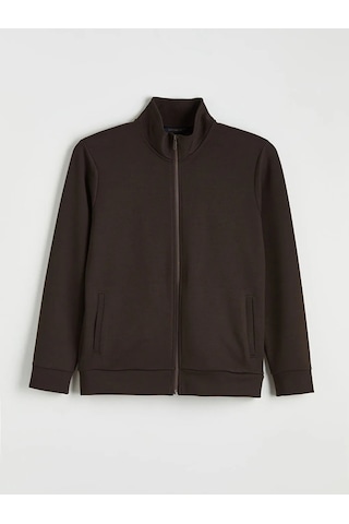 Lc Waikiki Kahverengi Dik Yaka Erkek Fermuarlı Sweatshirt