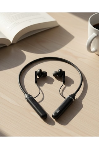 Uzun Süre Kullanımlı Kablosuz Boyun Askılı Stereo Kulaklık Güçlü Bas Ve Net Ses 1