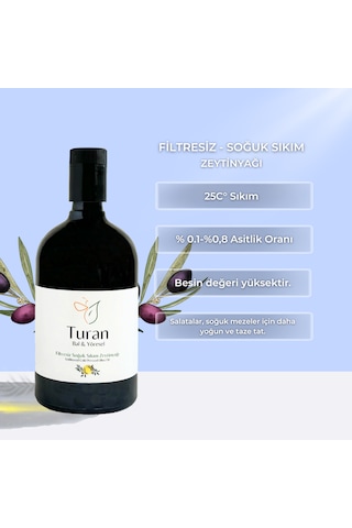 Turan Bal ve Yöresel Filtresiz Soğuk Sıkım Zeytinyağı 750 ML