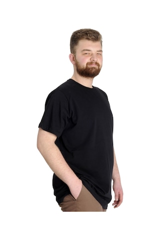 Mode Xl Büyük Beden Erkek Tshirt Bisiklet Yaka Basic 20031 Siyah 001