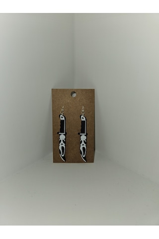 Scream Ghostface Çığlık Korku Temalı Bıçak Küpe Çifti - Gotik Estetik Tasarımlı Aksesuar Siyah