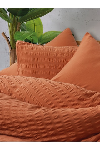 Cotton Box Crepe Penye Çift Kişilik Lastikli Çarşaflı Nevresim Takımı Kiremit