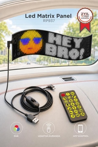 Delux Serisi Dekor Masa Araç Led Matrix Panel 9x37cm Rp937 Siyah