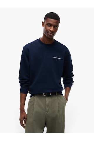 Tommy Hilfiger Tjm Reg Lınear Crew Ext Erkek Mavi Sweatshirt - Dm0dm20249