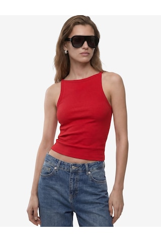 Koton Kaşkorse Kolsuz Pamuklu Slim Fit Askılı Kare Yaka Üst Kırmızı 6sak10388ek