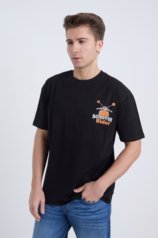 Velvoria Unisex Oversize Siyah Scooter T-shirt